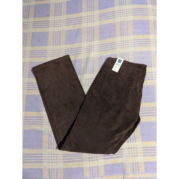 Vintage NWT GAP 1969 Brown Suede Leather Boot Cut Pants 32 x 32 Y2k Biker Sz 8
